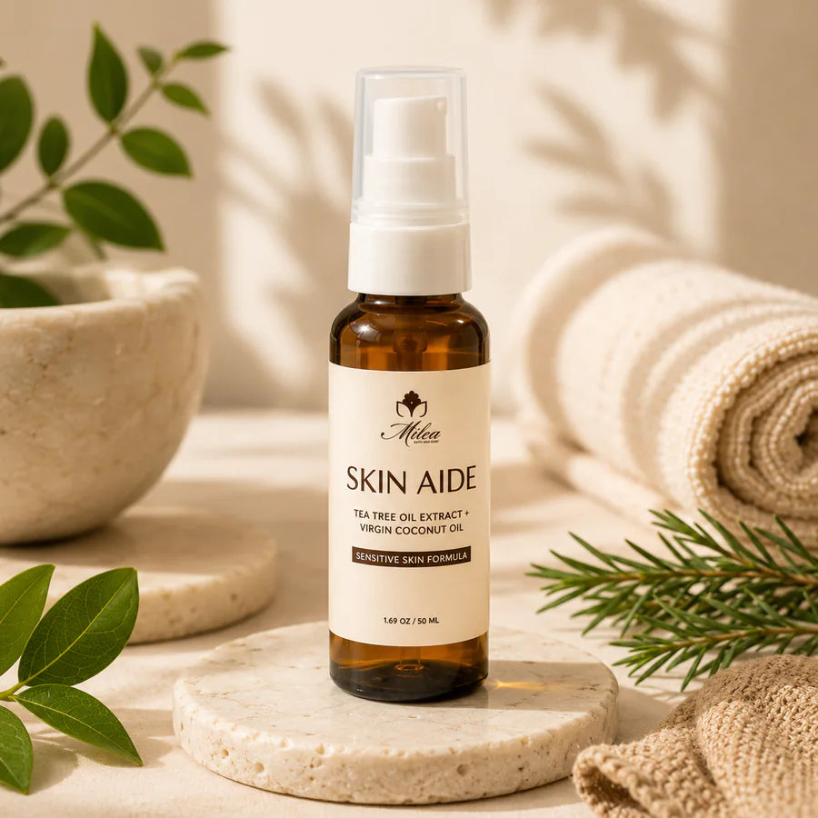 Milea Skin Aide sensitive skin formula pump bottle